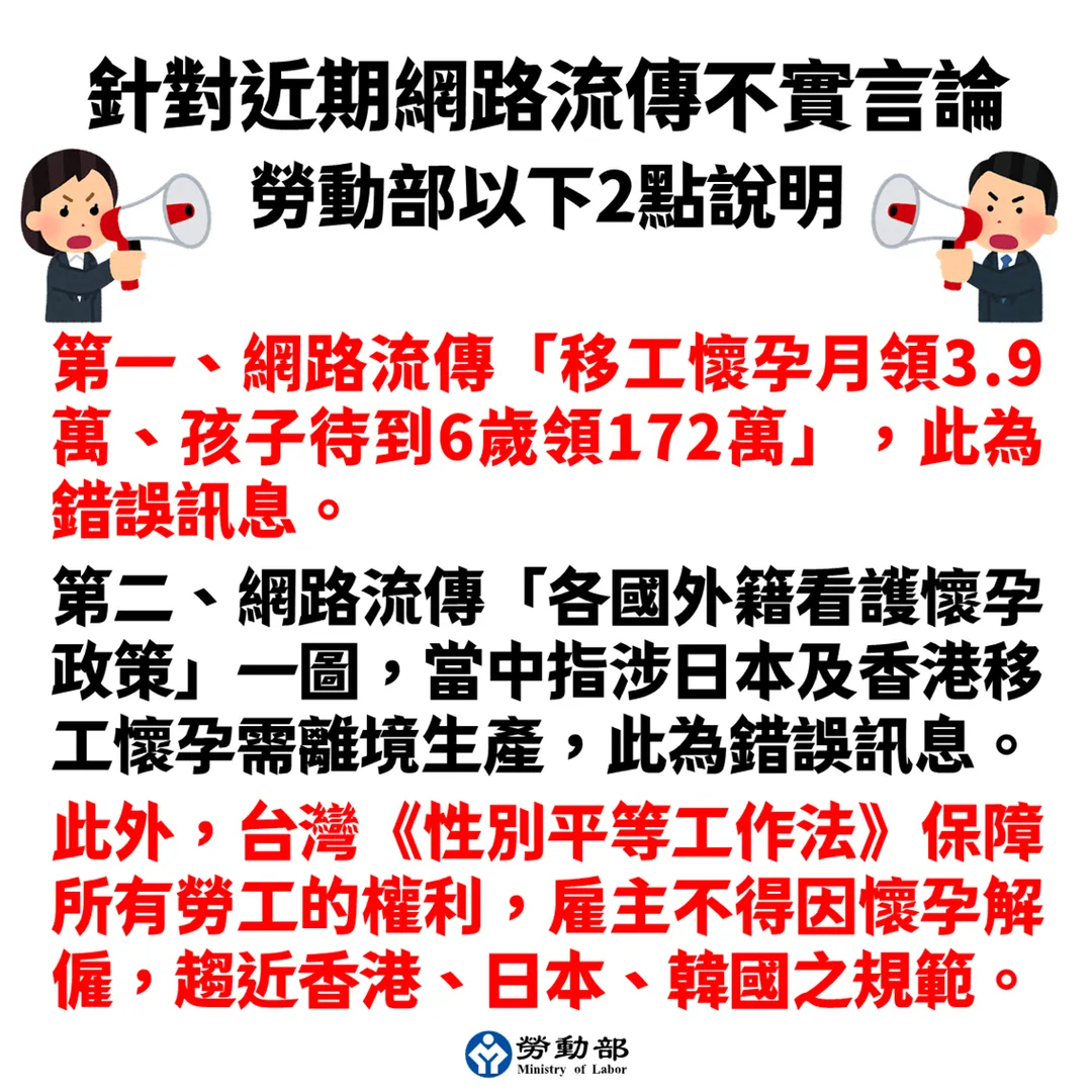 網路謠言中提及的「每日500元安置費」，勞動部強調此為錯誤解讀。（圖／勞動部提供）