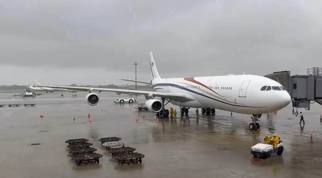 史瓦帝尼國王的A340專機。(圖/中天新聞)