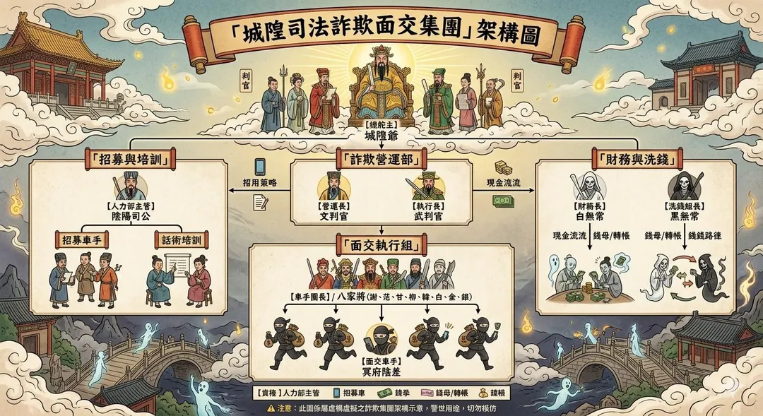 柏葳所屬詐團的犯罪流程圖。(圖/警方提供)