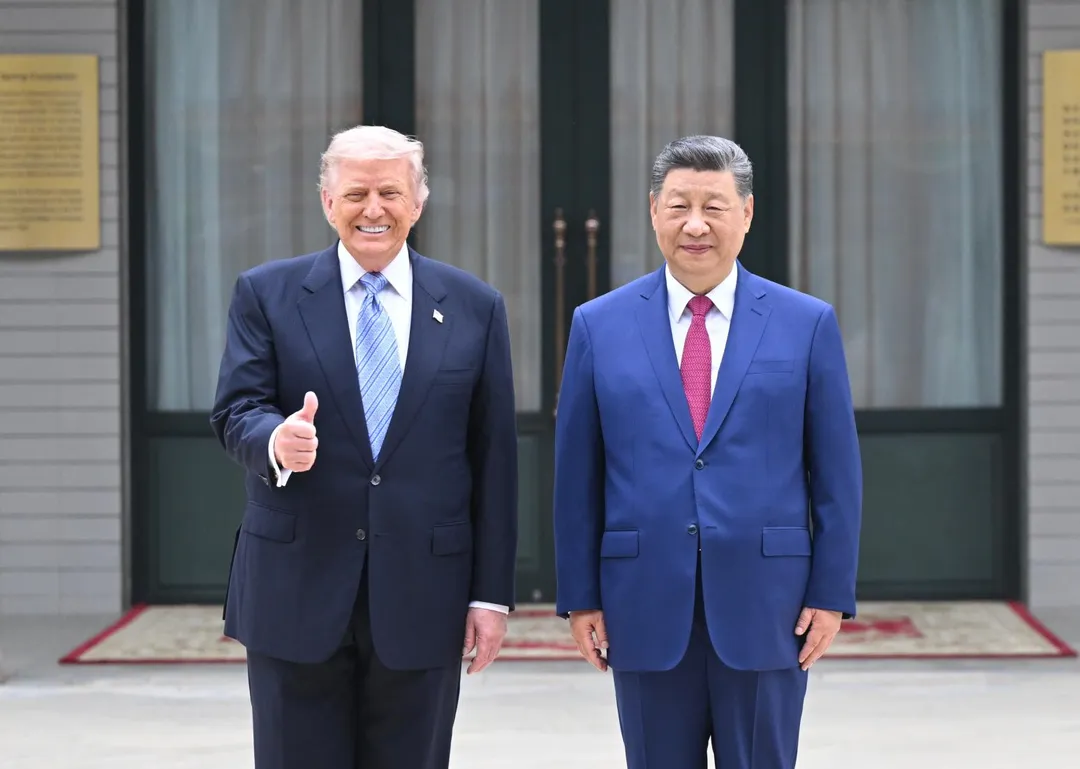 大陸國家主席習近平在中南海與美國總統川普茶敘。（圖／新華社）
