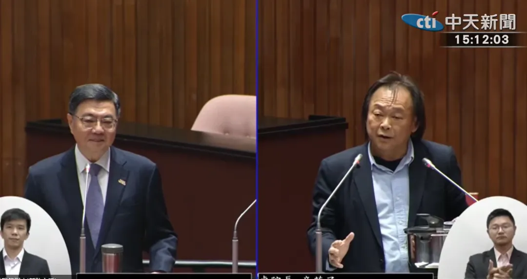 王世堅15日質詢前送卓榮泰壓力鍋，隨後針對死刑存廢議題猛烈開砲。（圖／中天新聞）