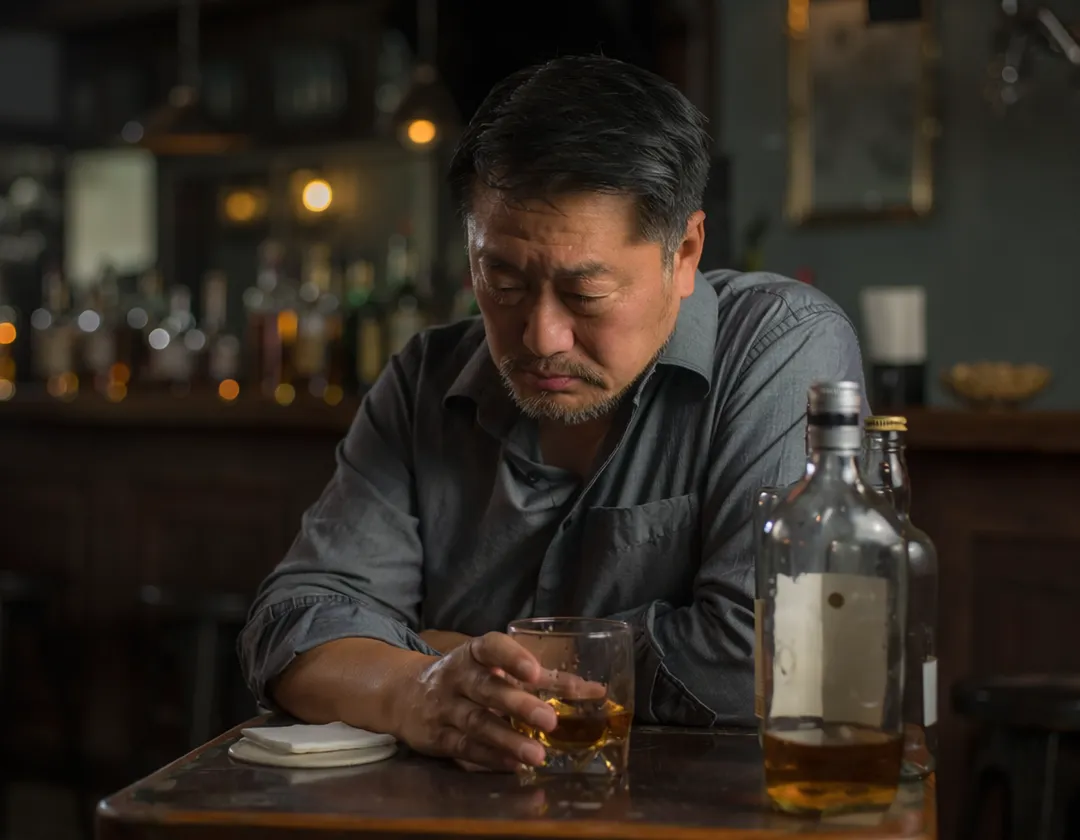 部分男性也可能透過飲酒暫時逃避壓力，從偶爾喝一點，逐漸變成每天都要喝，甚至覺得「不喝就睡不著」。（示意圖／AI生成圖）
