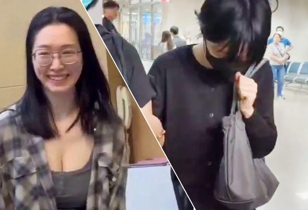 劉純妤把之前造型（左）全改，以短髮阿姨的造型（右）出庭。（圖／中天新聞）