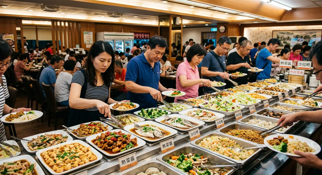營養師提醒，自助餐裡有些菜色看似健康卻隱藏高油陷阱。（示意圖／AI生成）