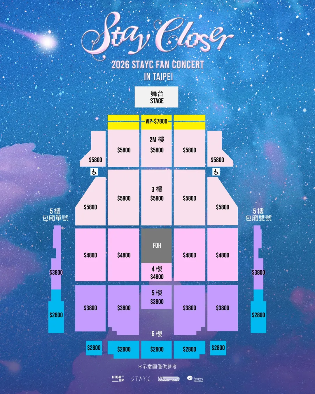 STAYC全新巡演《STAY CLOSER》票區圖。（圖／遠雄創藝提供）