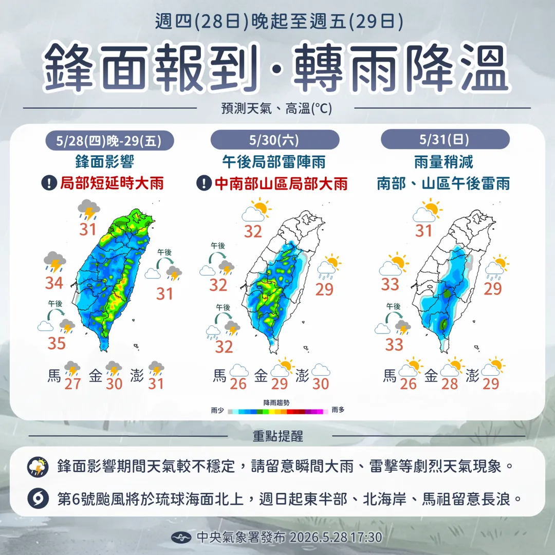 天氣重點一次看。(圖/中央氣象署)