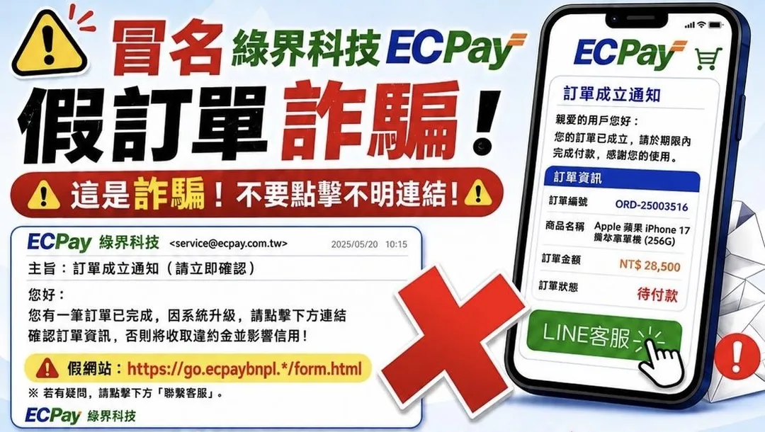詐團近期利用假冒綠界第三方支付詐騙。（圖／警方提供）