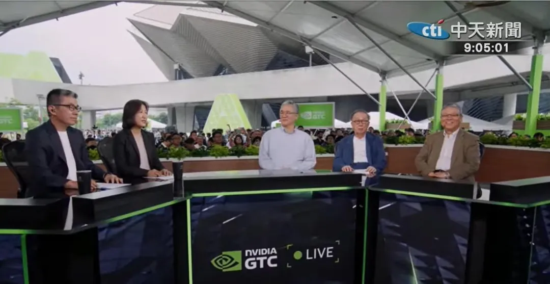 輝達官方率先推出GTC Live會前直播,邀集台積電共同營運長米玉傑、聯發科副董事長暨執行長蔡力行等台灣科技業重量級領袖登場。(圖取自NVIDIA官方頻道)