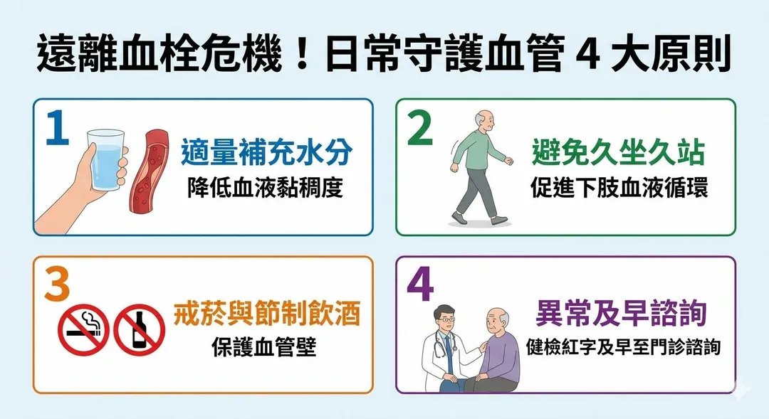 日常守護血管4大原則。（圖／臺北市立聯合醫院陽明院區提供）