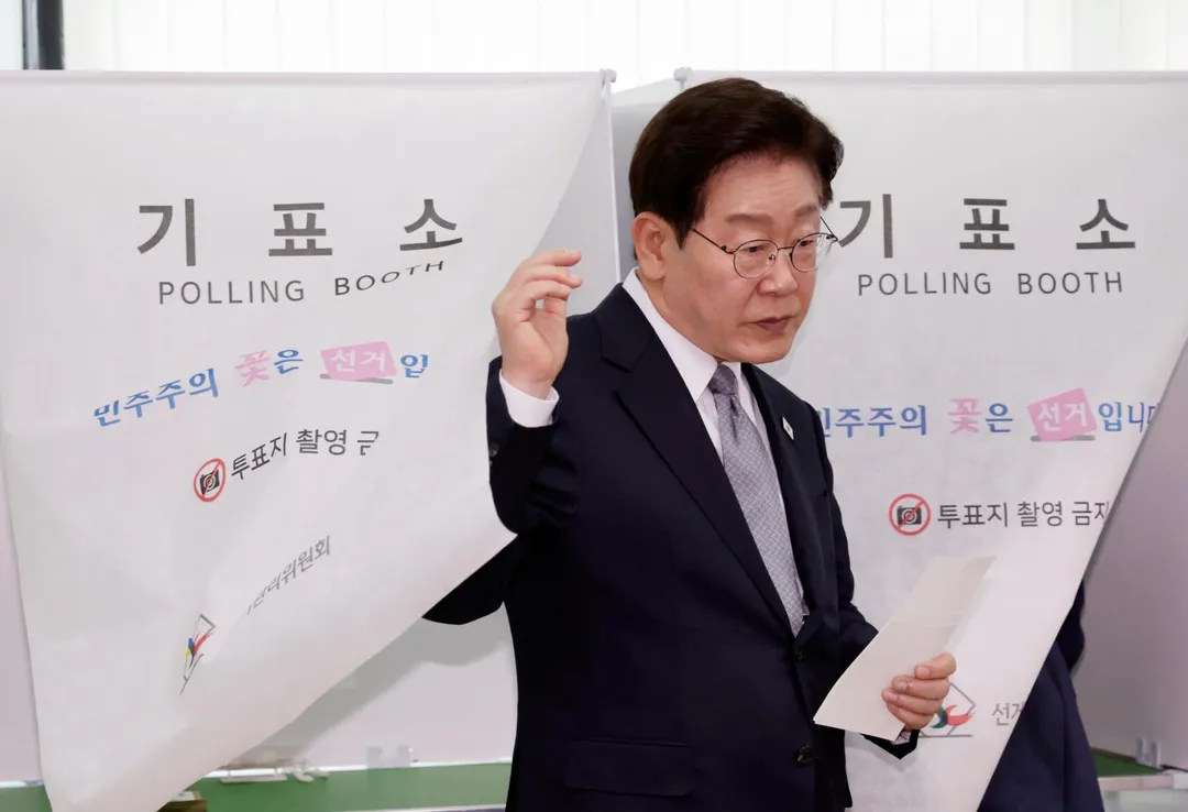 韓國總統李在明於5月29日提前投票。（圖／美聯社）