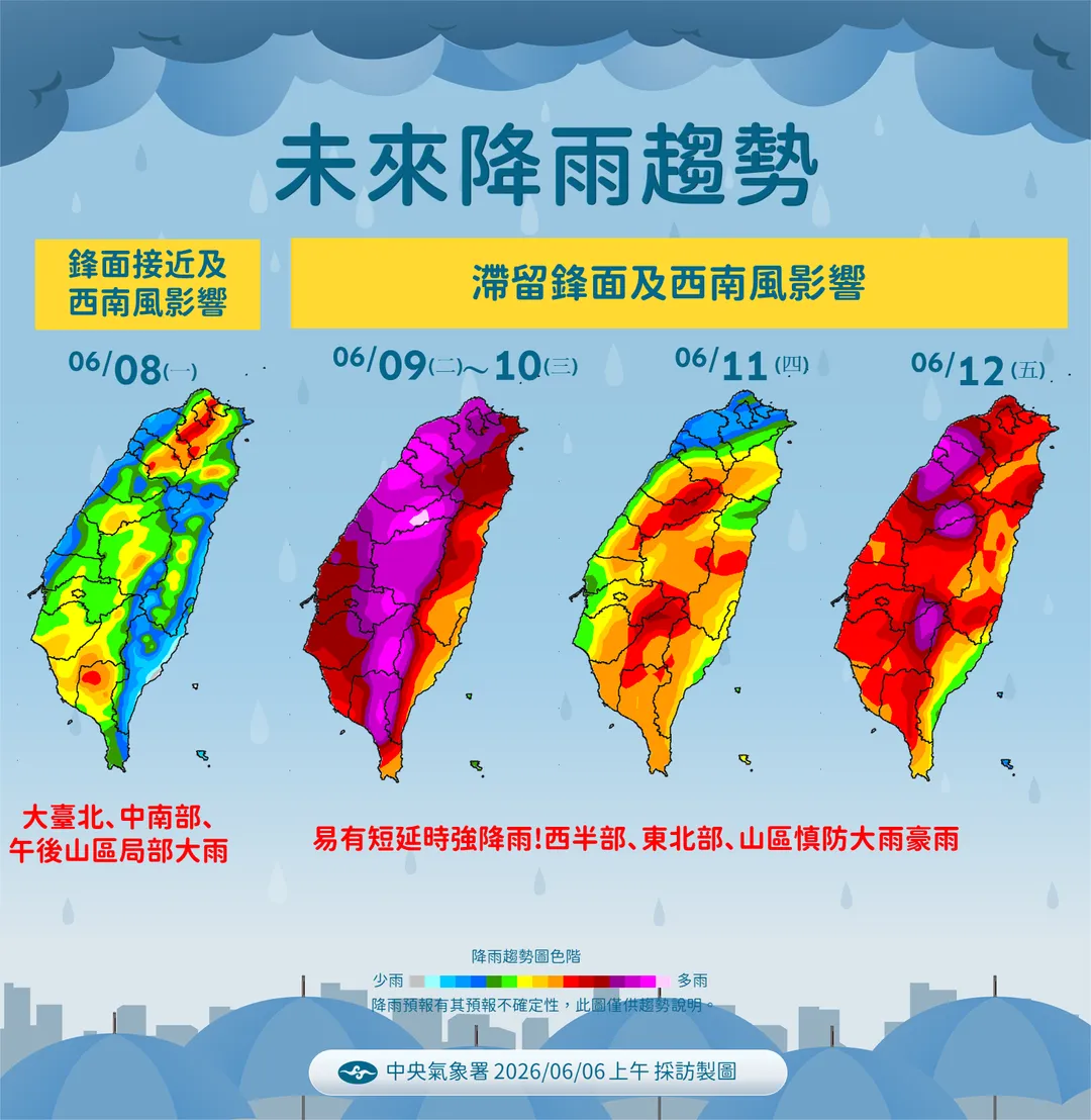 未來降雨趨勢。(圖/中央氣象署)