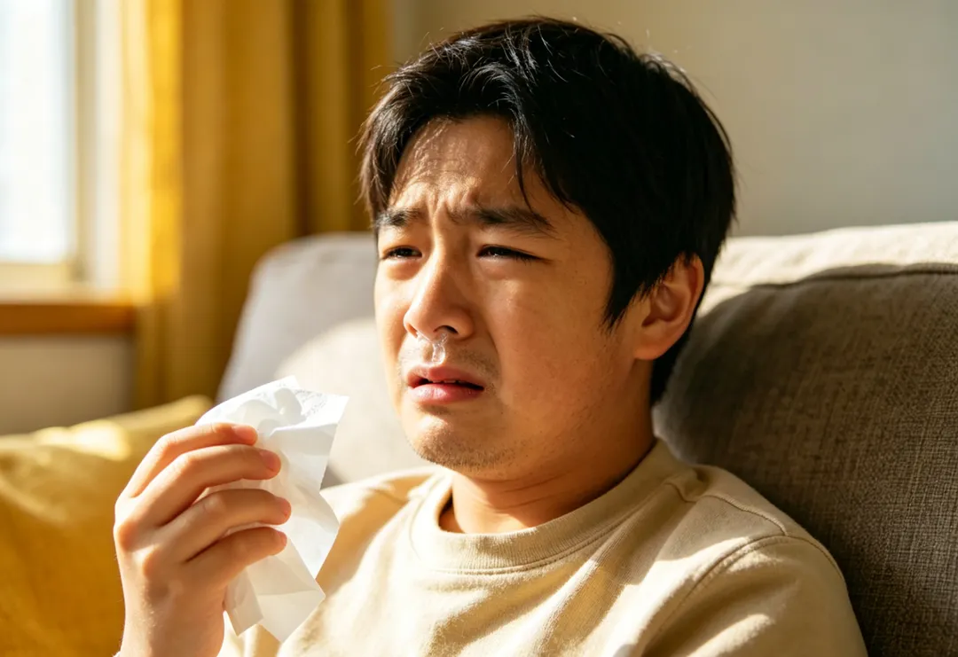 「冷氣症候群」的常見症狀包括鼻塞、流鼻水、喉嚨乾癢、頭痛、疲倦、肩頸僵硬。（示意圖／AI生成圖）