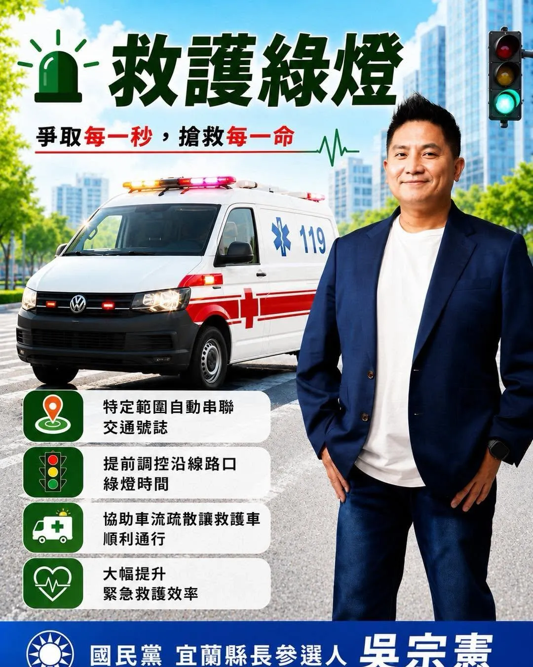 吳宗憲提出「救護綠燈」計畫。（圖／吳宗憲臉書）