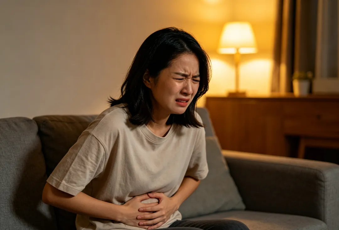 一名25歲女子疑因生熟食共用夾子、吃下未烤熟五花肉,返家後上吐下瀉、高燒及肌肉痠痛,甚至慘坐馬桶3小時。(示意圖/AI生成圖)