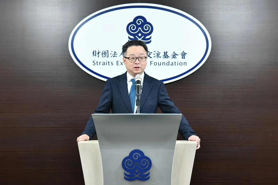 海基會祕書長羅文嘉26日主持記者會。(圖/翻攝海基會臉書)