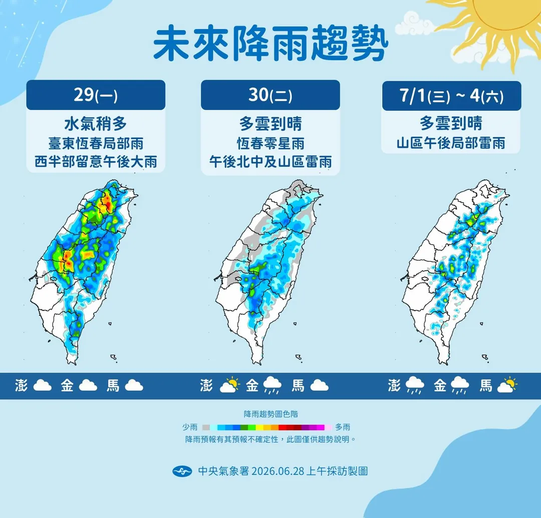 未來降雨趨勢。(圖/中央氣象署)