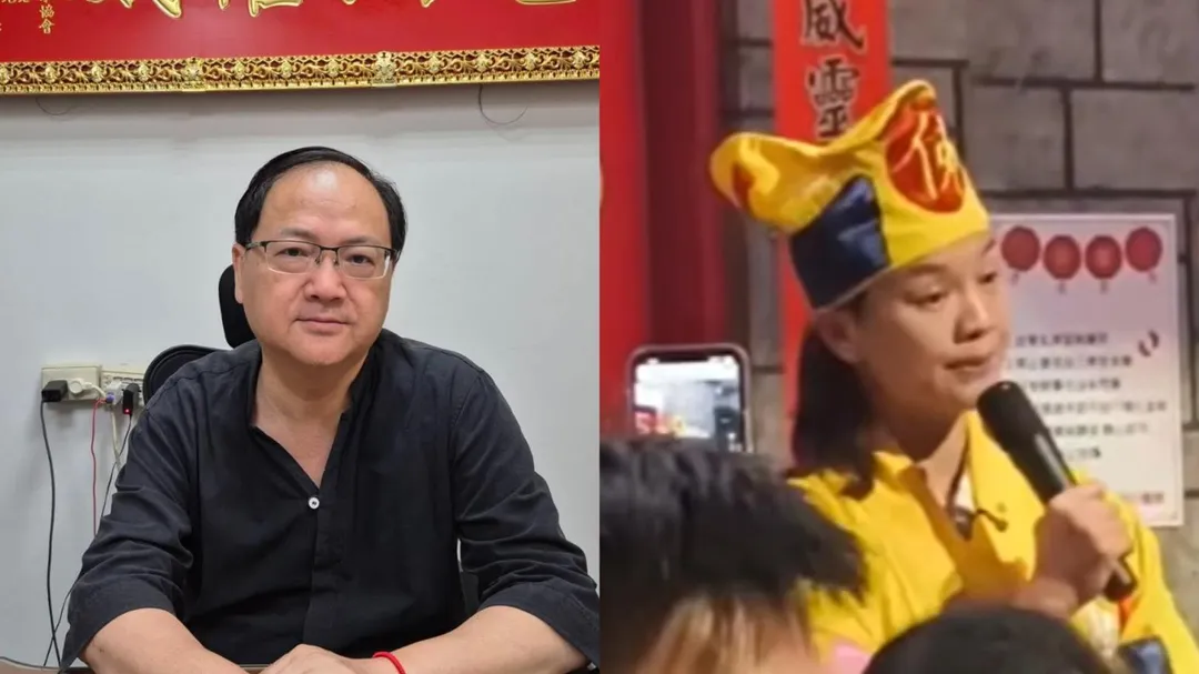 命理師江柏樂向「濟顛禪師」鄔馨茹下戰帖。（合成圖／翻攝自江柏樂臉書粉專、中天新聞）