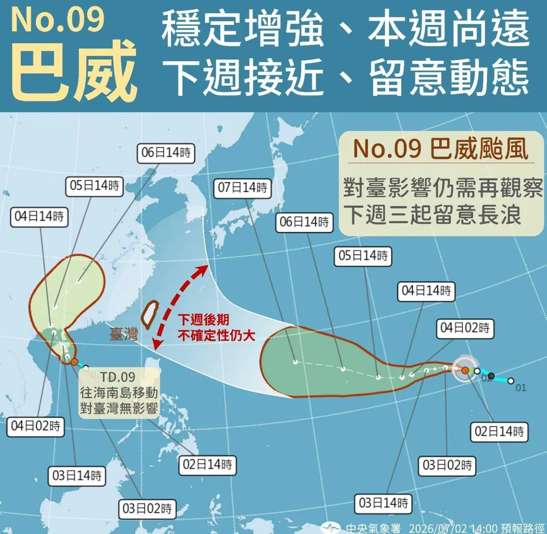 下週後期不確定性仍大。（圖／氣象署）
