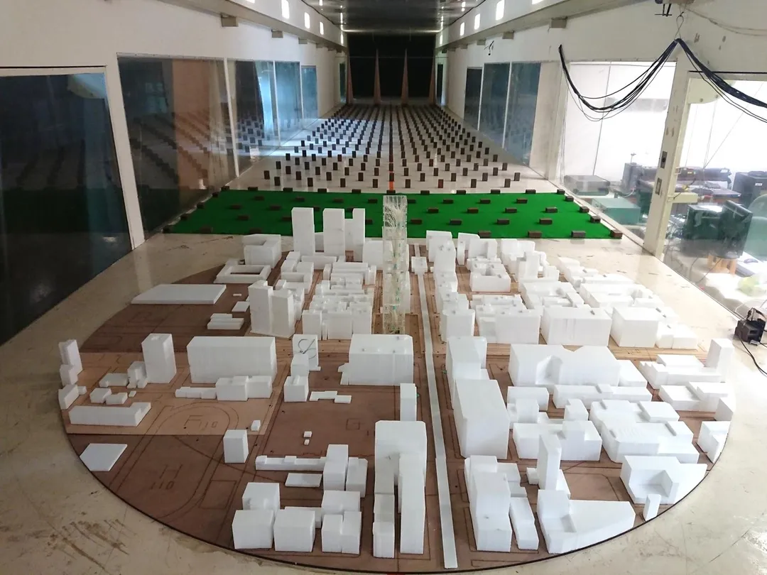 建築物外表被覆物風壓風洞試驗。（圖／內政部）
