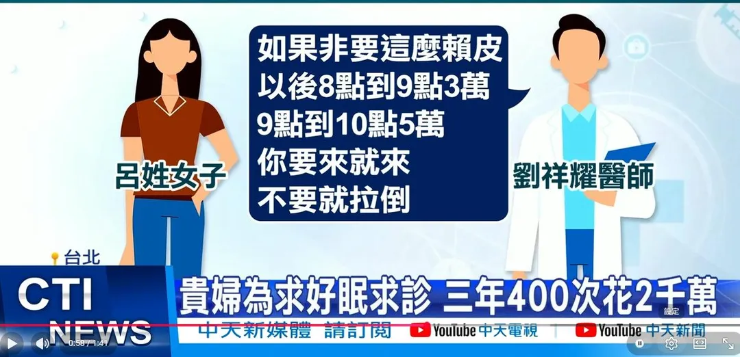 呂姓貴婦3年內就被打了4百次牛奶針。（圖／中天新聞）