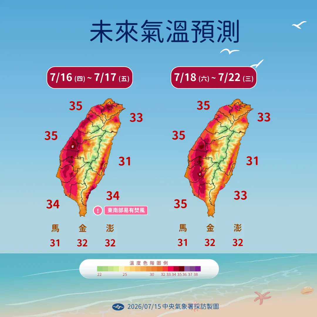 未來氣溫預測。（圖／中央氣象署）