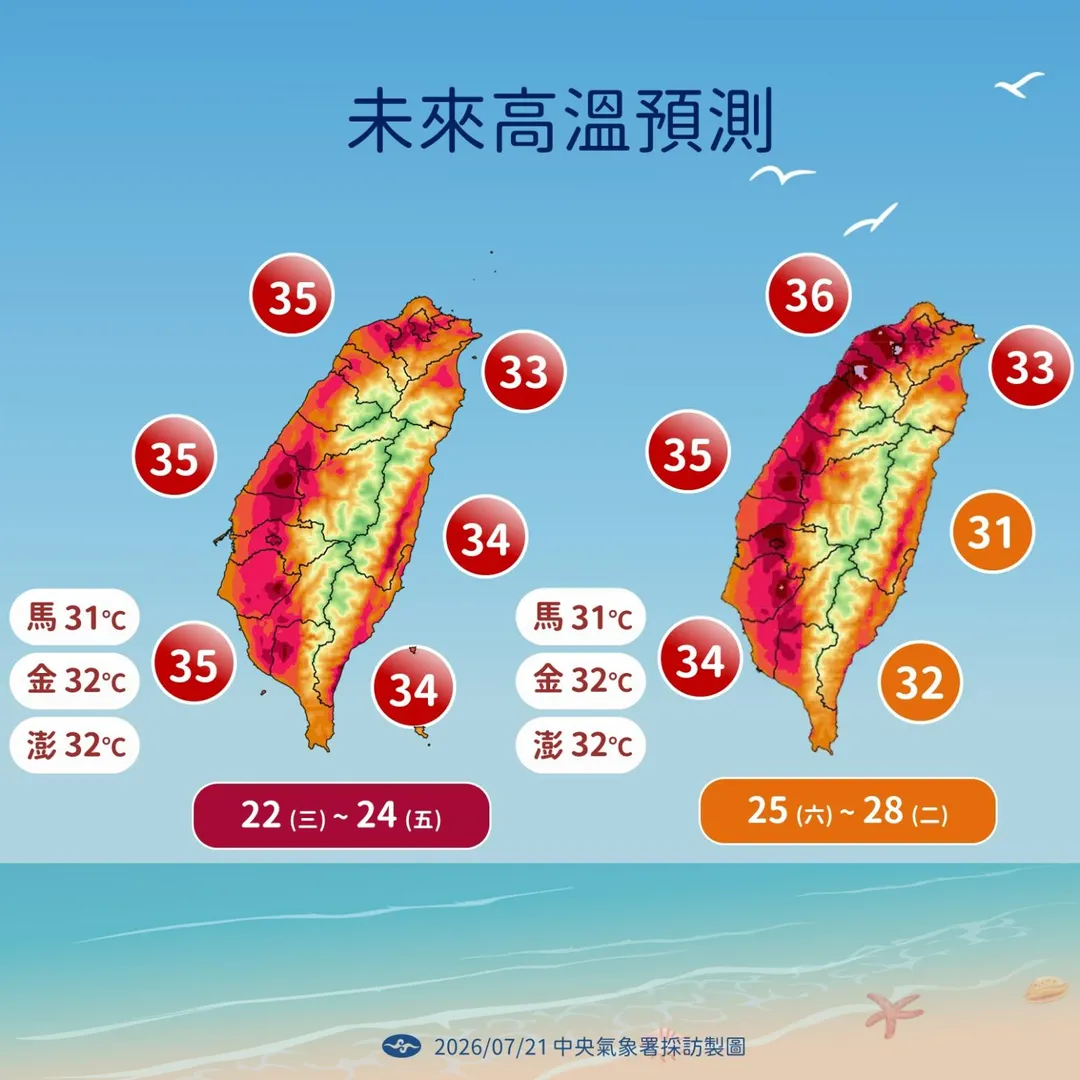 未來高溫預測。（圖／氣象署提供）