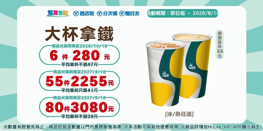 大杯拿鐵。（圖／萊爾富）