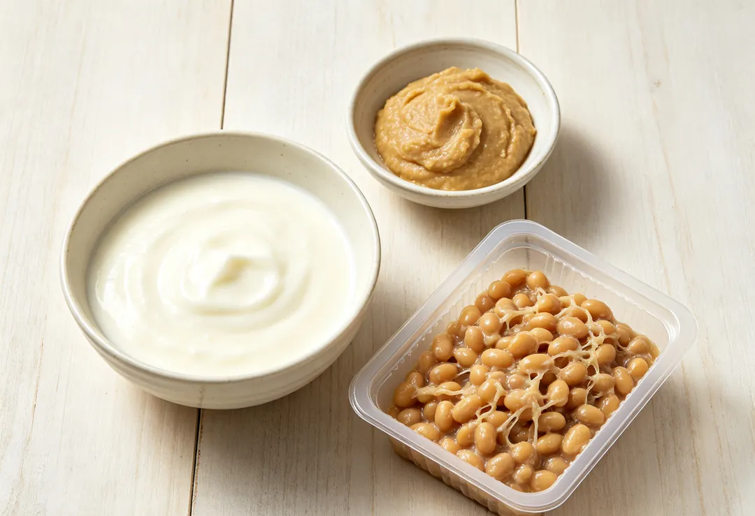 張馨方提醒，優格、味噌、納豆等食品確實有機會提供有益菌，但並非所有發酵食品都含活菌。（示意圖／AI生成圖）