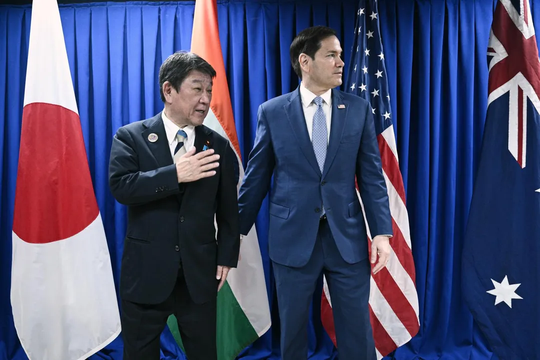 日本外相茂木敏充和美國國務卿盧比歐。(圖/美聯社)