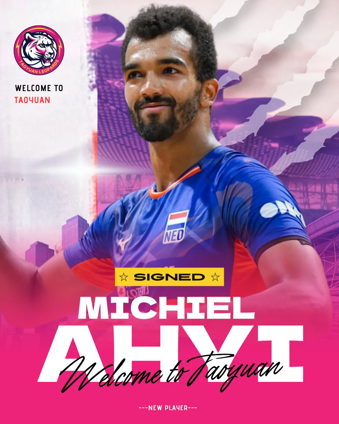 Michiel Ahyi宣布加入桃園雲豹飛將。 (圖/桃園雲豹飛將提供 )