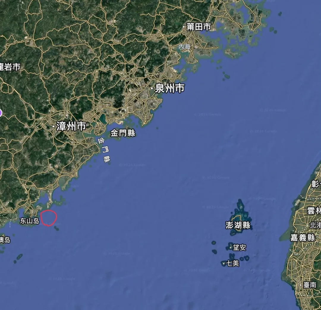大陸實彈射擊演訓區域位於紅圈處。(圖/張競提供)