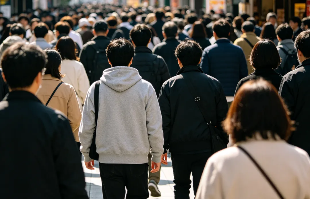 幫我做圖 人潮擁擠 4:3 橫式 不要人正面 背面就好。(示意圖/AI生成圖)