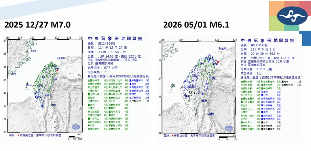 昨晚雙溪地震隱沒帶曾發生規模7.0強震。（圖／氣象署提供）