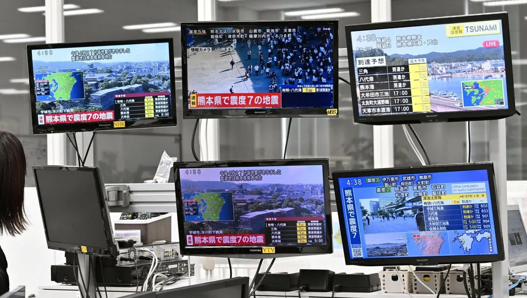 日本熊本縣發生規模7.1強震。（圖／路透）