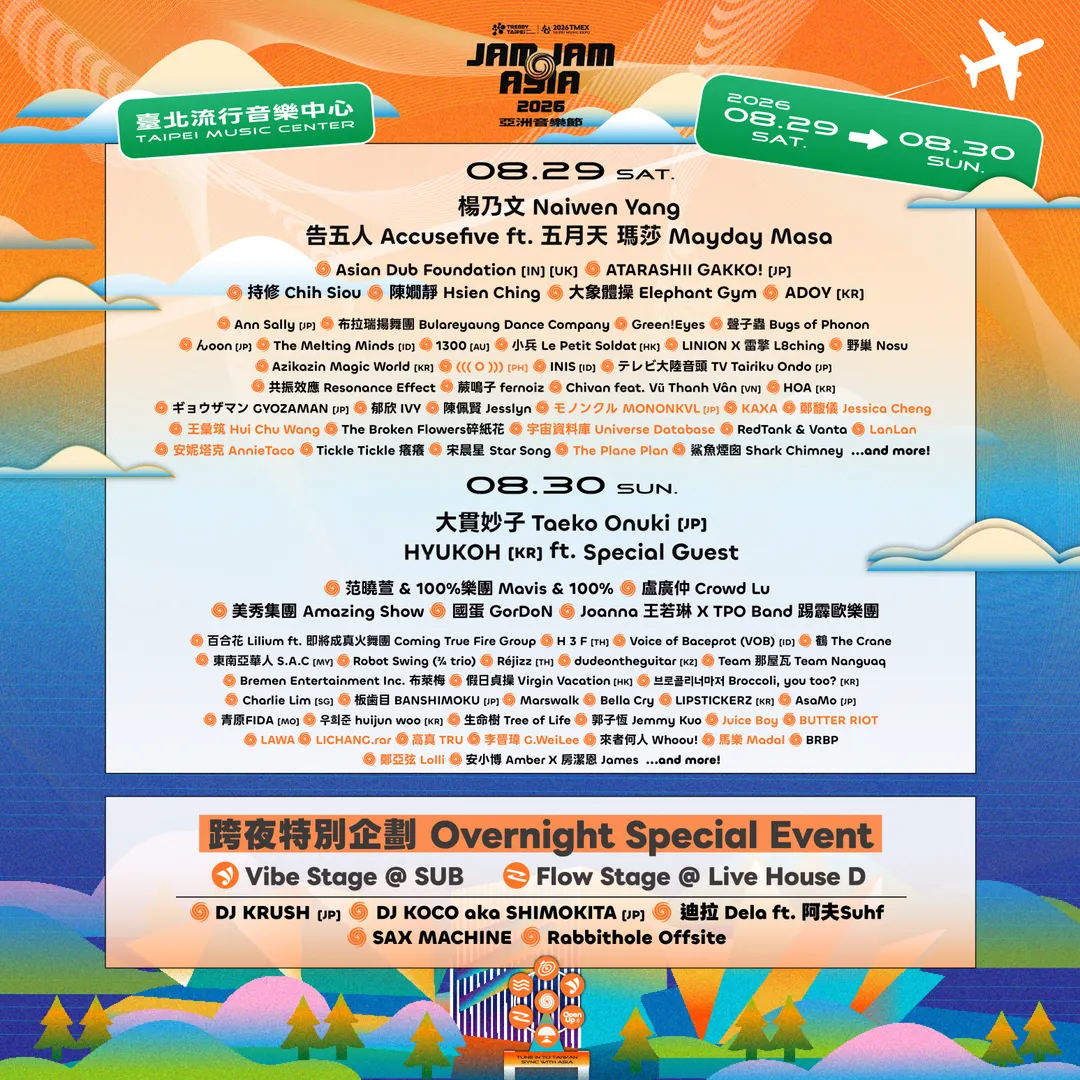 2026 JAM JAM ASIA豪華卡司陣容。（圖／北流 提供）
