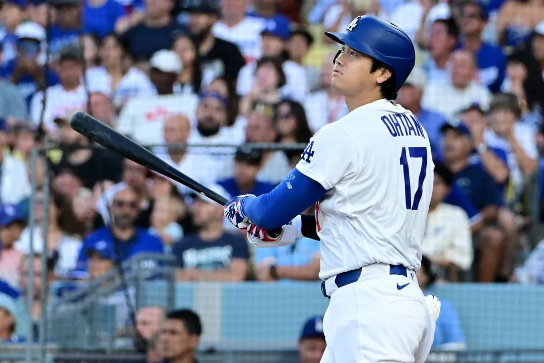大谷翔平首局首打席開砲。(圖/美聯社)