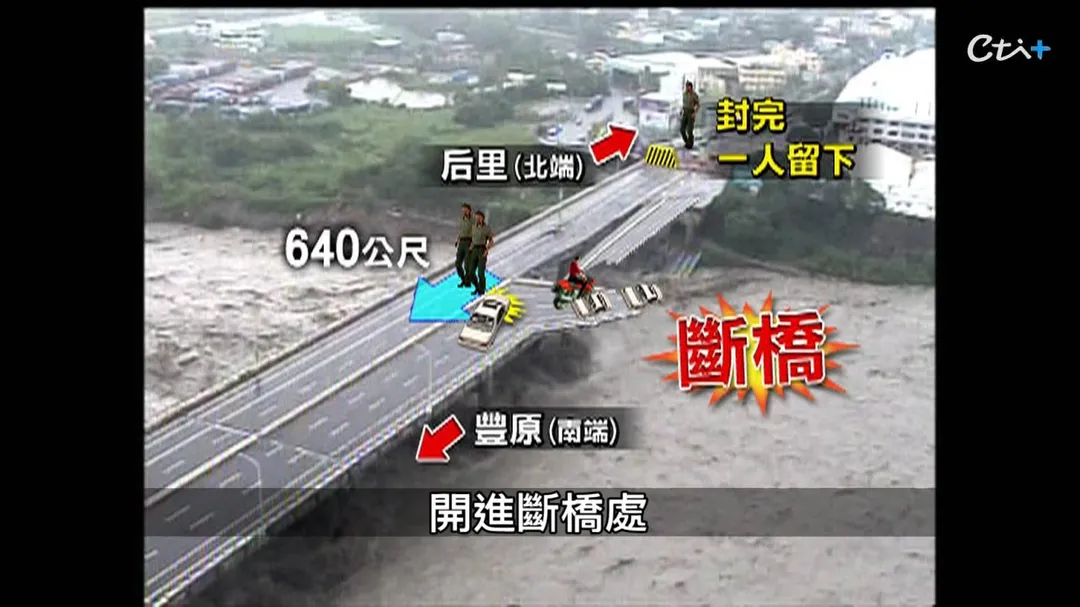 公路局沒有同步封橋,造成一方維持通行釀禍惹議。(圖/老Z調查線)