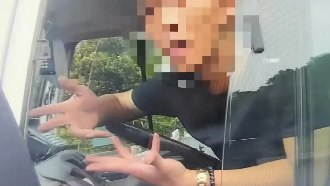 警方攔下遭竊公車逮捕嫌犯。(圖/翻攝畫面)