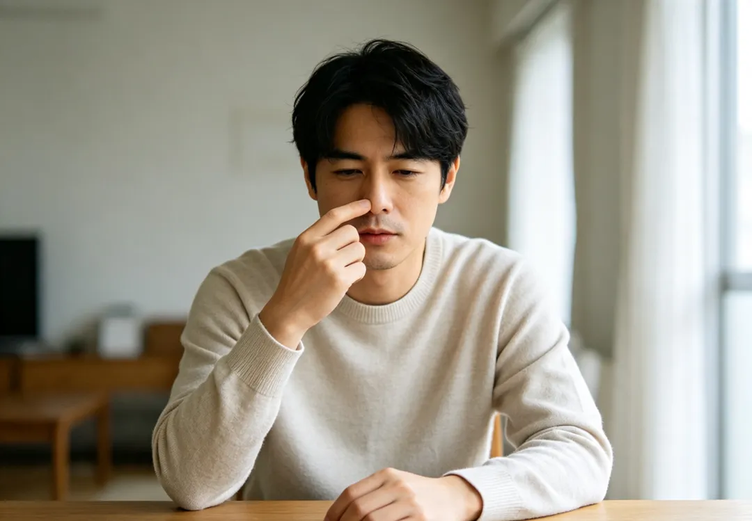一名22歲男大學生竟因拔鼻毛導致鼻孔腫脹化膿。（示意圖／AI生成）