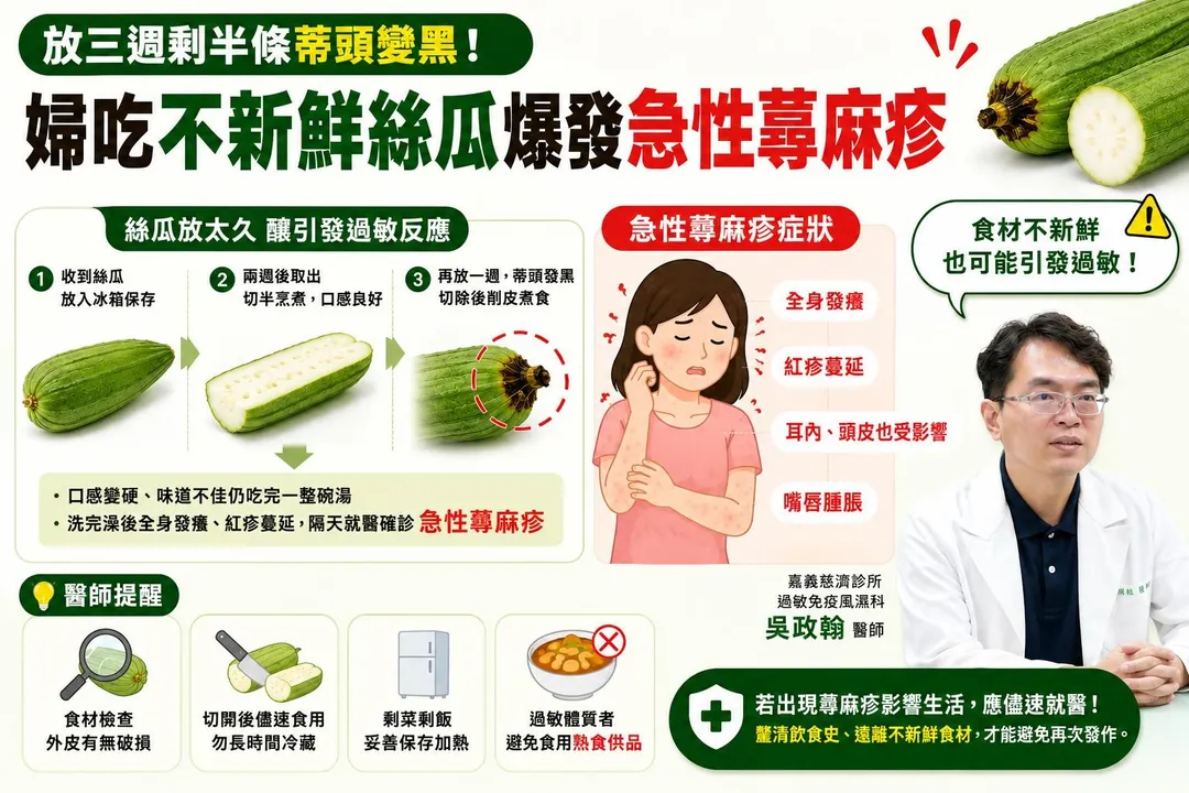 吳政翰醫師特別提醒,過敏體質者對食材新鮮度的要求遠高於一般人。(圖/大林慈濟醫院提供)