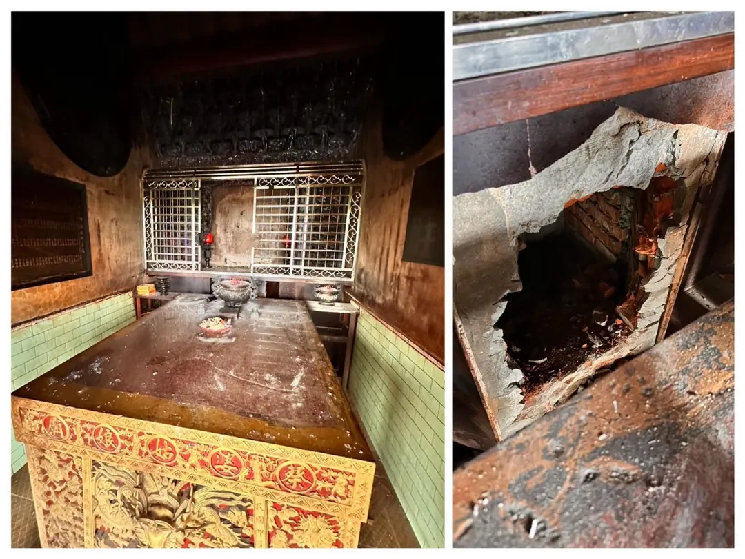 蔡婆廟遭到破壞，甚至連重要的「神甕」都遭人挖走。（圖／翻攝自臉書／王宣貿）