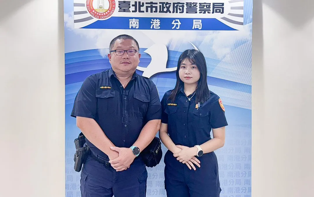 南港所警員李彥傑、汪亭妤。（圖／警方提供）