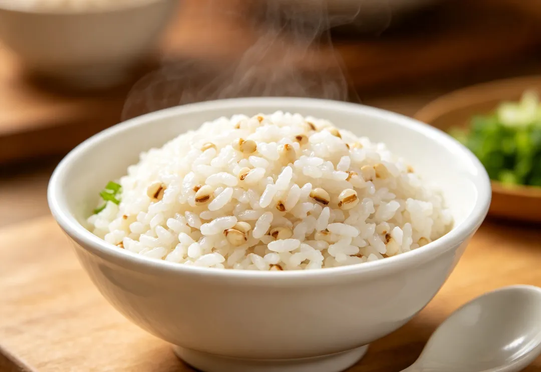 李婉萍建議把薏仁當成主食的一部分，例如將部分白飯換成薏仁飯，而不是吃完一碗白飯後再多加一碗薏仁。（示意圖／AI生成圖）