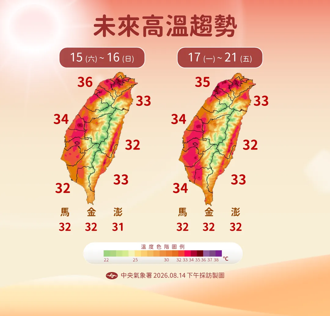 未來高溫趨勢。(圖/中央氣象署)