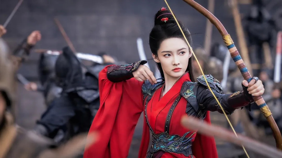 李沁《一笑隨歌》飾演的錦繡國第一神射手「付一笑」。(圖/中天娛樂台提供)