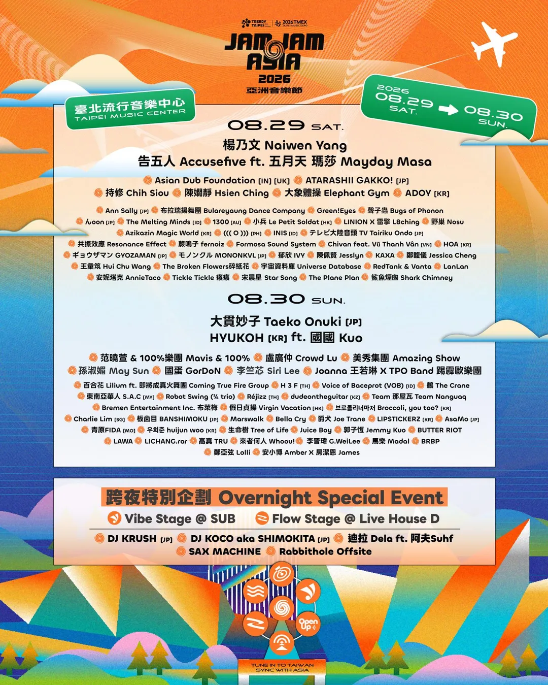「JAM JAM ASIA 亞洲音樂節」全演出陣容。（圖／北流 提供）