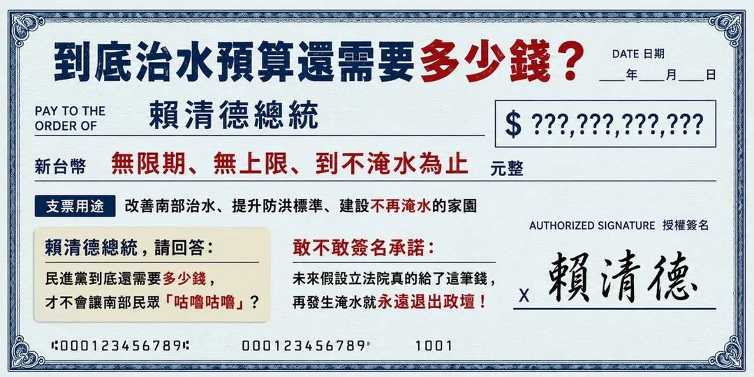 國民黨團提出給賴清德的「支票」。(圖/國民黨)