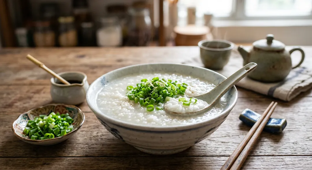 牛津大學發表於《整合醫學研究》的研究顯示，染疫患者每天食用2次青蔥粥有助排痰降溫，可作為飲食保健。（示意圖／AI生成）