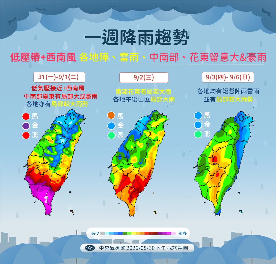 未來一周降雨趨勢。（圖／氣象署提供）