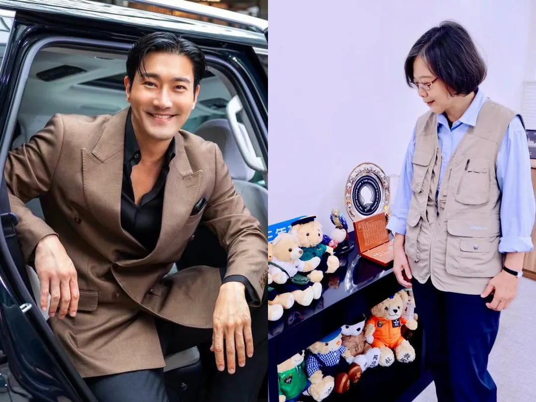 SUPER JUNIOR成員始源發文想去陽明山結果意外釣出前總統蔡英文回覆。（合成圖／翻攝自始源、蔡英文Threads）